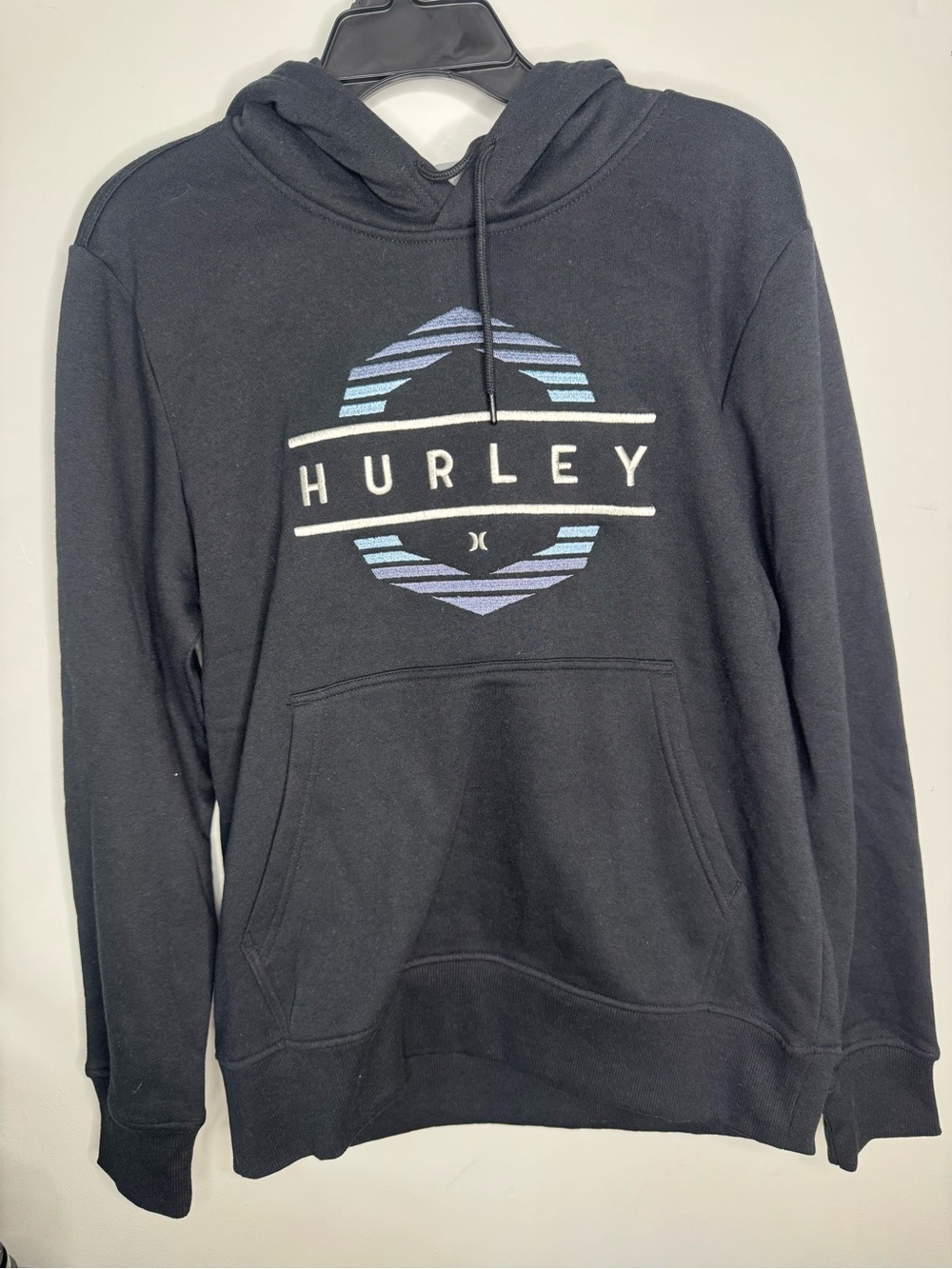 Hurley Black Pullover Hoodie with Blue Gradient Logo